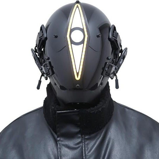 Cyberpunk Robot Helmet with Lights, Cosplay Mask, Full-Face Black Stylish Mask