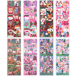 Cute BOBO laser tulip series F roll goo card disc hand account PET transparent bottom sticker star chasing creative sticker