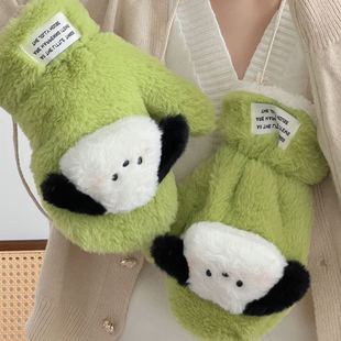 Winter girls' cute 2023 new thickened riding windproof warm all-inclusive cold-proof fleece-lined mittens