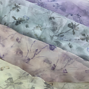 Summer New Chinoiserie National Style Floral Print Organza Light and Breathable Fabric Fashion Dress Dress Skirt Fabric