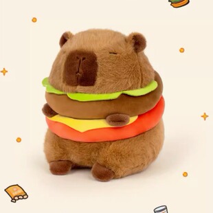 Maillard Style Capibala Burger Water Guinea Pig Doll Cute Plush Doll Toy Birthday Gift Doll