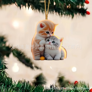 Cross-border New Acrylic Flat Two Kitten Car Decoration Pendant Backpack Key Decoration 2D Pendant