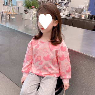 2022 Spring and Autumn New Children's Clothing Baby Girl Stylish Fashion All-match Sweatshirt Cute Little Girl Top Small and Medium-sized Children