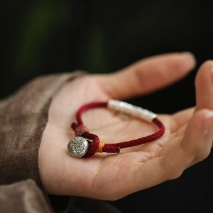 Национальный ветер посеребренный, ручная веревка, браслет женский натальный год