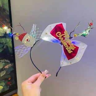 New Arrival Antler Christmas Headband Luminous Antler Headwear Party Party Elk Bell Christmas Headwear Headband Mori