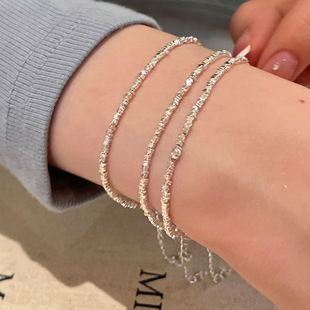 Elegant Cold Broken Silver Bracelet Women's Light Luxury Niche Exquisite Couple's Bracelet Advanced Feeling Elegant Stacked Wearing Trendy Jewelry