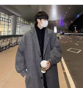 Winter Woolen Coat Men's Mid-length Thickened Loose plus size Coat Woolen Short Coat Winter Coat Cotton-padded Coat