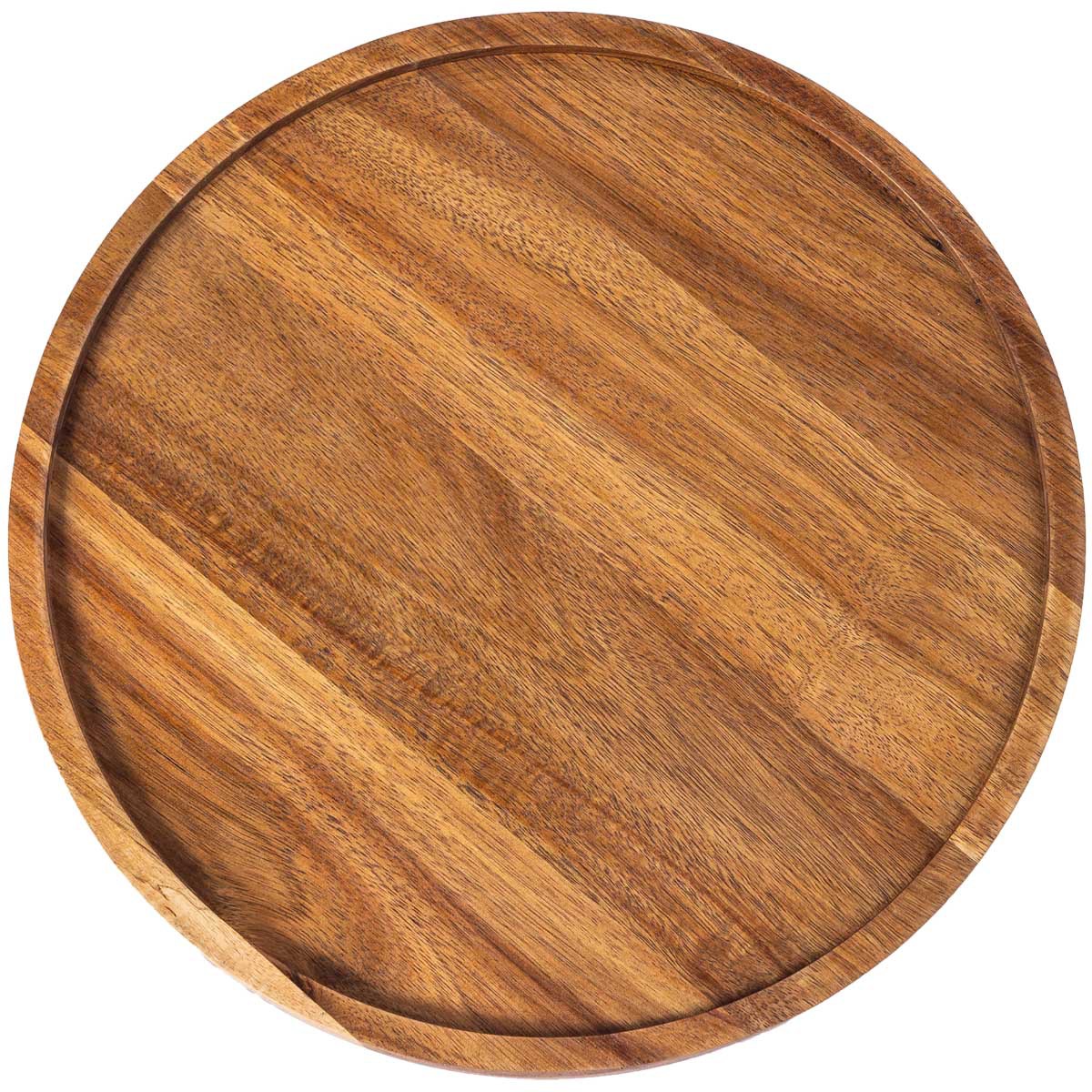 Acacia Large Dish Tray Round Tea Tray with Swing Shoot Waterproof Solid Wood Plate Wooden Dried Fruit Plate Wooden Disc