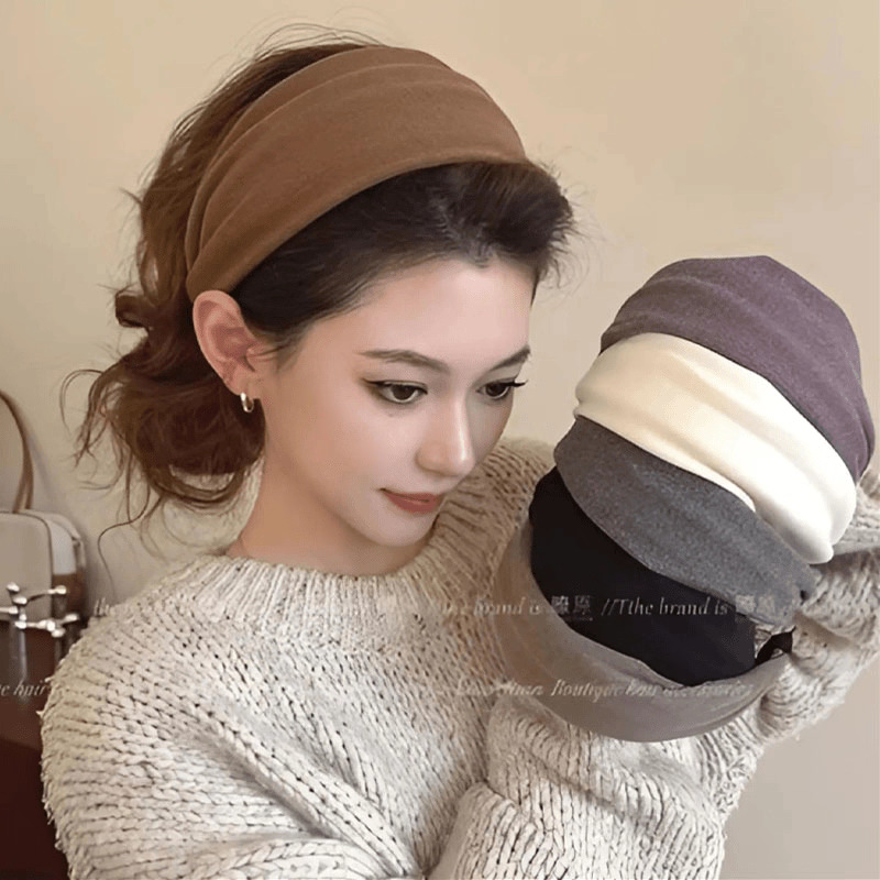 Daily Wear Wide-Brimmed Hairband for Women 2025 New Style High Crown Gray Hairband Hair Clip Hair Accessory Headband