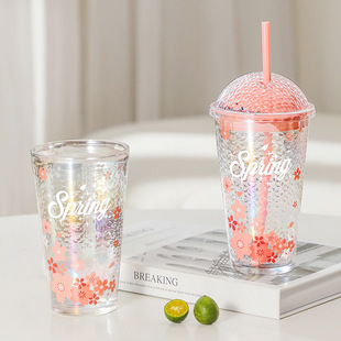 Colorful Star Cherry Blossom Cup New Fantasy High Color Value Water Cup Oriental Artistic Conception Glass Suction Cup Colorful Planet