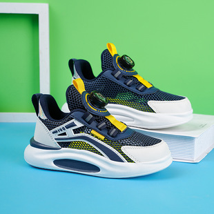 Boys' summer single mesh breathable button sports mesh shoes campus new girls' white shoes students' lightweight running shoes