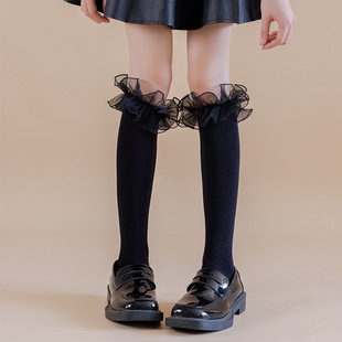 Japanese lolita Lace White jk Uniform Calf Socks Women's Sweet College Style Black Medium Socks