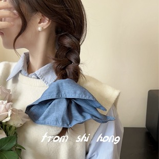 Vintage Simple Fabric Colorectal Hair Ring Distinctive Fashion Hair Accessories Ball Hair Rope Simple All-match Low Ponytail