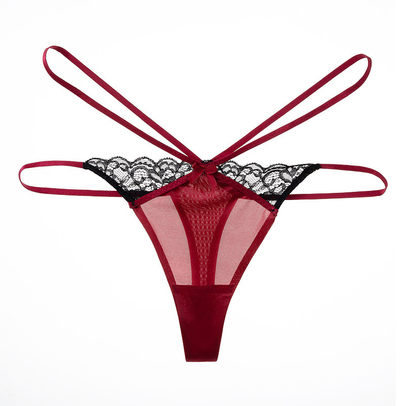 2022 New European and American Style Thong Women's Lace Sexy Panties, Ultra-thin Ice Silk Invisible Seamless One-line T-Pants