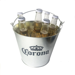 Spot 5 Liter Galvanized Iron Ice Bucket Bar Ktv Ice Bucket Customized Round Tinplate Galvanized Iron Ice Bucket