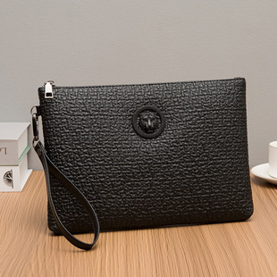 2022 new men's fashion out of the street soft leather hand bag business envelope handbag large capacity wallet cross-border wholesale
