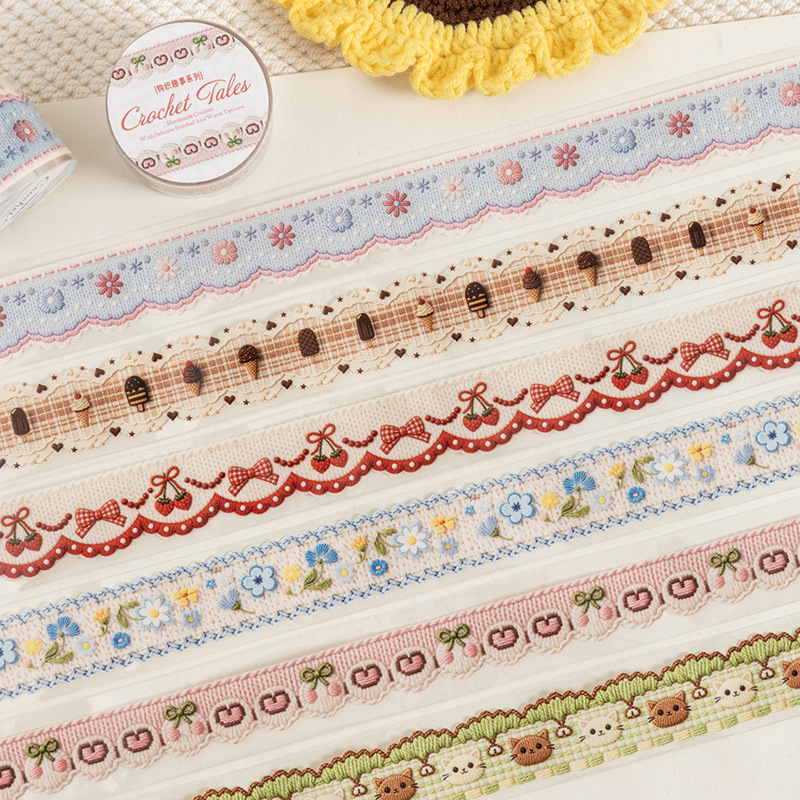 Tomato Sauce Girl Simulation Crochet Pet Tape Crochet Fun Series Journal Material DIY Decorative Collage Tape