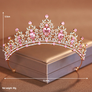 Crown headdress children Princess cute pink little girl birthday crown headband girl dress watch performance hair accessories