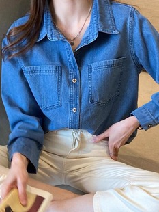 Blue Denim coat popular spring and autumn shirt spring 2024 New Spring small shirt top high-grade shirt