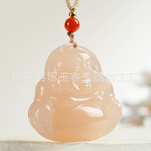 82 Lotus Root Starch Afghan Jade Guanyin Maitreya Pendant Sapa Jade White Jade Bread Brand Guanyin Head Buddha Head Pendant Necklace