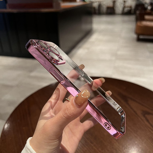 Suitable for Apple 16 mobile phone case transparent PC plating all-inclusive anti-drop iPhone15Pro with lens film protection