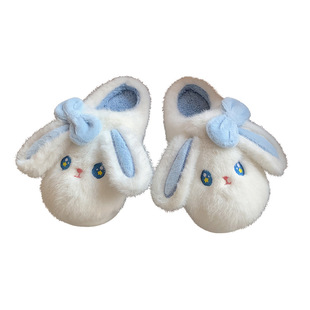 Women's Winter Girly Heart Home Indoor Warm Cute Soft Cute Rabbit Cotton Slippers Plush Moonie Soft Sole Shoes