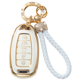 Cross-border hot sale golden edge car key case car key case diamond ring pendant key chain Amazon hot wholesale