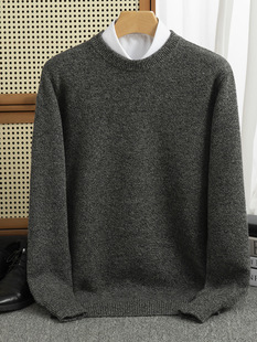 Crewneck Woolen Sweater Men's 100 Pure Wool Thickened Sweater Autumn and Winter Red Knitted Base Shirt Benmingnian Sweater
