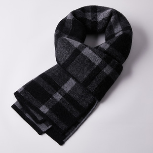 Cashmere Scarf Men's Wool Scarf Plaid Winter Korean Versatile Thickened Wool Scarf Men's Spot Factory