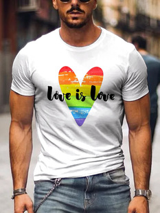 2024 new spring and summer European and American digital fashion printing all-match men's pullover short-sleeved T-shirt sports loose top