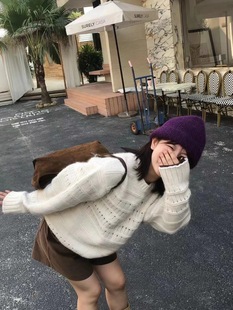 Korean-style Three-dimensional Knitted Laid-back Crewneck Pullover Sweater Women's Autumn and Winter New Loose All-match Sweater Top Trendy