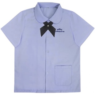 Academy Style Thai School Uniform Light Purple Short-sleeved Jk Student Shirt First Love All-match Round Neck Doll Collar Top Girl Summer