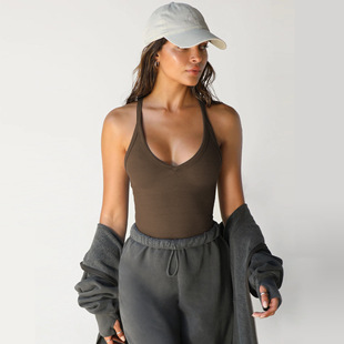 Amazon 2025 Spring New Knitted Vest European and American Women's Sexy Slim Fit Top Trendy Brand Inner Base Shirt