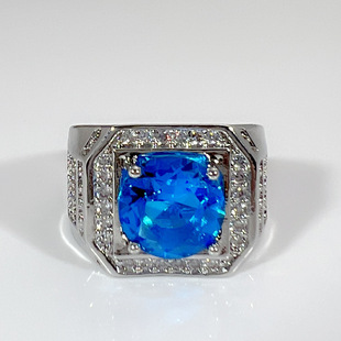 Stacked Sea Blue Diamond Men's Ring Diamond 5 karat All Over the Sky Star Honeycomb Ring Business Trend Heroes Diamond Ring