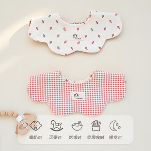 Ins Korean-style Spring and Summer Baby Cotton Story Bib Baby's Slippery Towel All-match Double-sided Slippery Bag Bib 0-2 Years Old