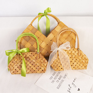 Hand-woven portable flower blue living room bedroom rattan storage basket flower arrangement decoration home ornaments