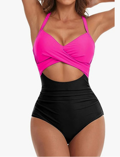2023 new one-piece soft bag cross swimsuit back lace-up bikini tight European and American sexy swimsuit