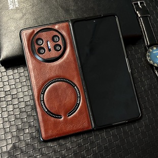 Simple business retro leather pattern magnetic suction for Huawei Mate X5 folding phone case drop-resistant men and women protective case