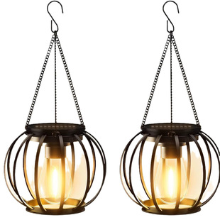 Amazon Solar Iron Lantern Lamp Vintage Net Chandelier Outdoor Garden Courtyard Decorative Hollow Lantern Super Bright