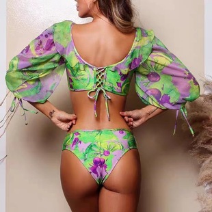 in stock 2025 New Arrival Two-Piece Set Fashion Sexy Holiday Swimsuit Women's Mesh Skirt Swimwear suit