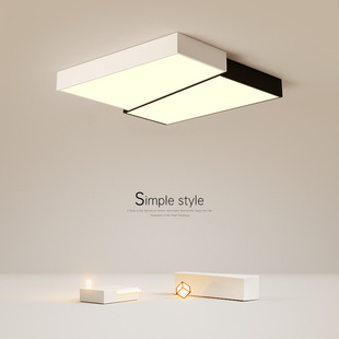 Bedroom lamp LED ceiling lamp Nordic living room main lamp simple modern black and white minimalist square room study lamp