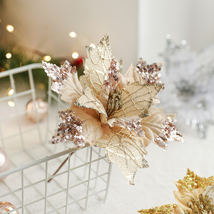 Simulated flower sequins flower Christmas flower 20CM fabric flower arrangement decorative ornaments Christmas wreath rattan decorations