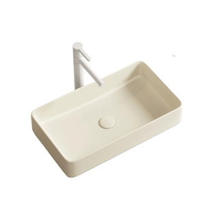 Cream Color Square Table Wash Basin Household Table Basin Ceramic Wash Basin small size Bathroom Balcony Wash Basin