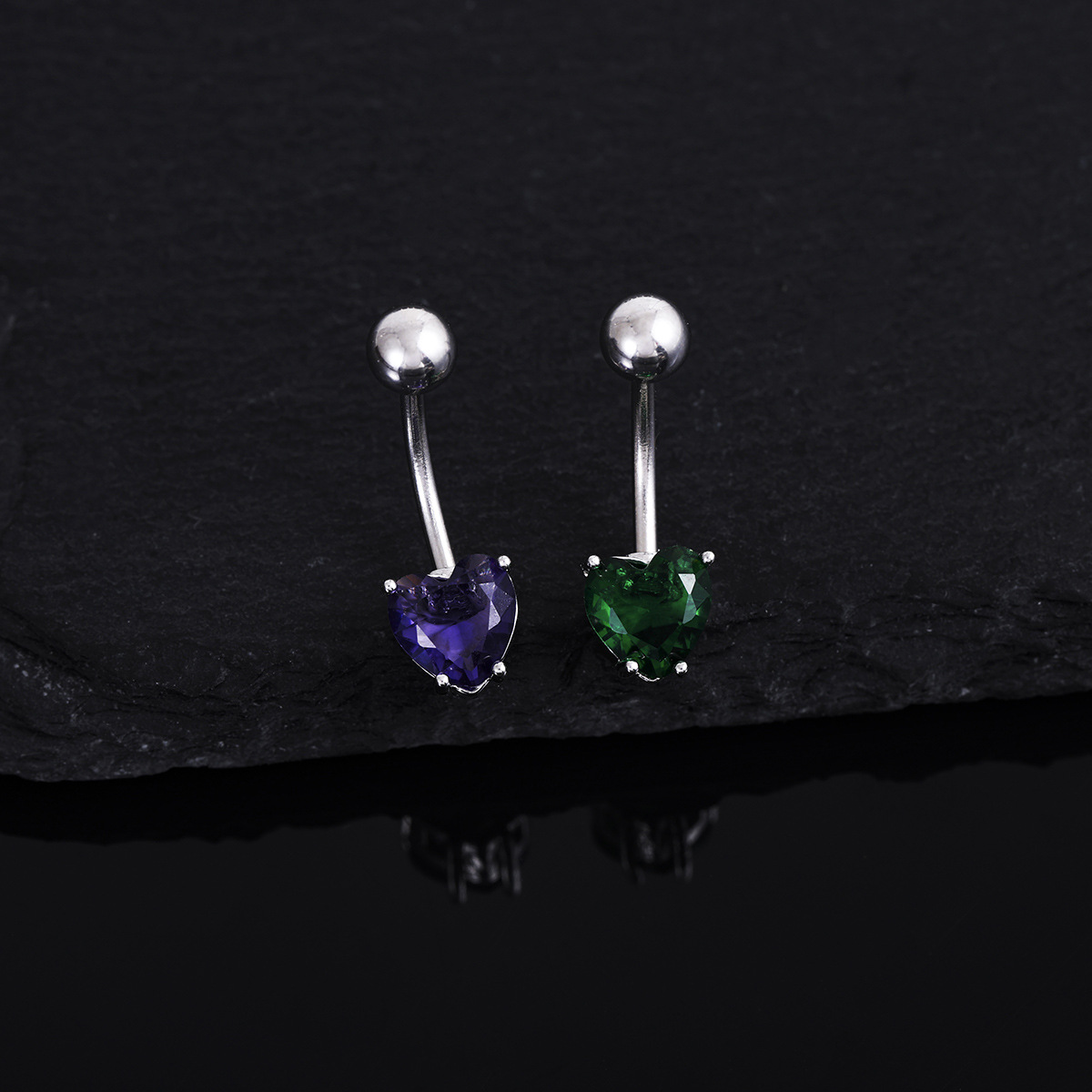 Zircon European and American Fashion Crystal Heart-Shaped Belly Button Ring, Sexy Navel Piercing Jewelry, Wholesale Accessories