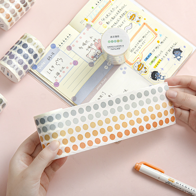 ins style sealing stickers Japanese Journal color polka dot dot and paper tape girl round stickers diy small stickers