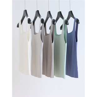 Yiliite 16-needle Knitted Vest Summer Vest Sleeveless Bottoming Anti-pilling Suspender Inner Women's Square Collar Top