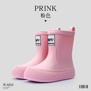 Fashionable rain boots Women's waterproof mid-calf rain boots girls students trendy soft water boots rubber shoes non-slip thick sole outer wear