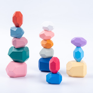 Rainbow stone puzzle colorful building blocks jengle toy decoration building patient training boys and girls stone mixing