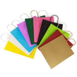 Brown Packing Paper Bag Handbag Gift Bag Milk Tea Takeaway Packaging Baking Clothing Manufacturer Cross-Border Custom Logo Wholesale