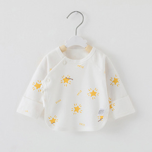 Newborn Half-back Clothes Newborn Baby Clothes Spring and Autumn Pure Cotton Monk Clothes Baby Boys and Girls Crewneck Top Boneless